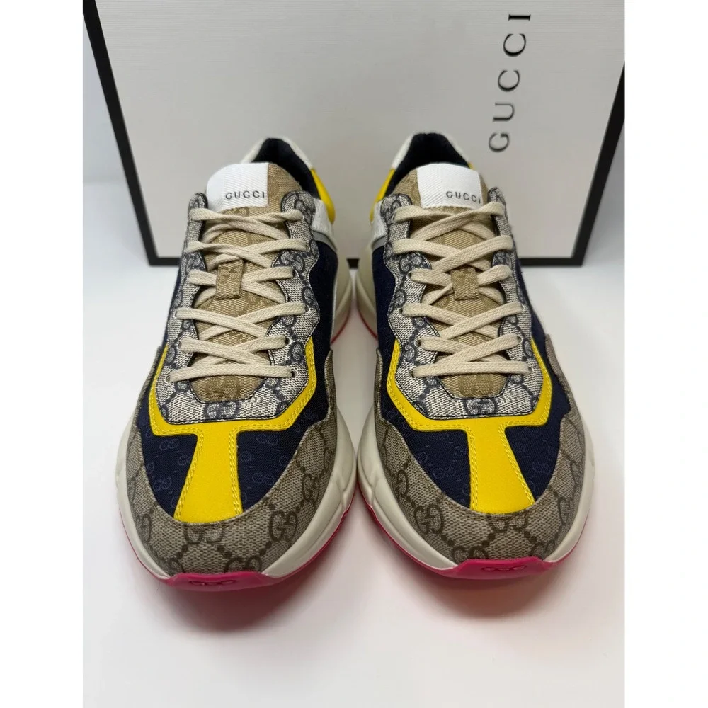 Gucci Rhyton GG Beige White Yellow Sneaker Size 9 US 8 Gucci